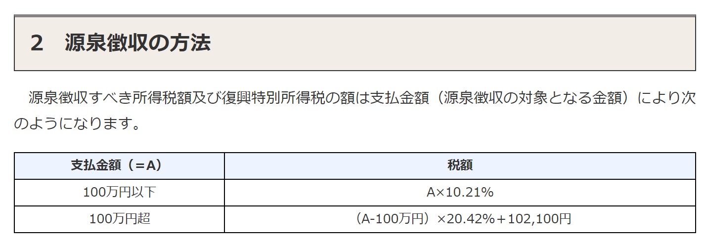 源泉徴収税率