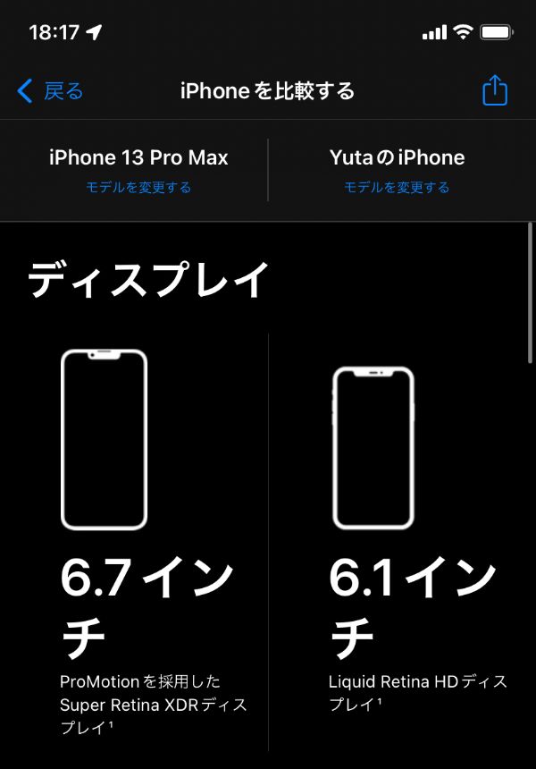 iPhone13 Pro MaxとiPhone11比較